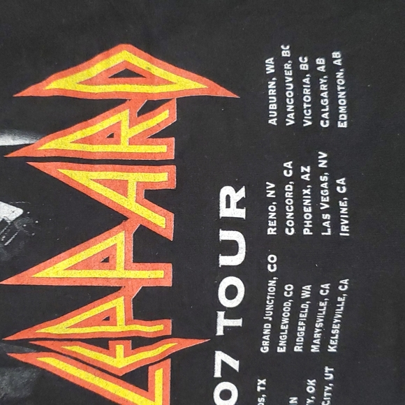 DEF LEPPARD concert graphic tee 2007 tour XL black short sleeve dates cities - Picture 9 of 9